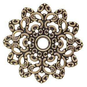 Fancy Abstract Flower Design 46mm Antique Brass Bronze Filigree Pendants 2 pcs